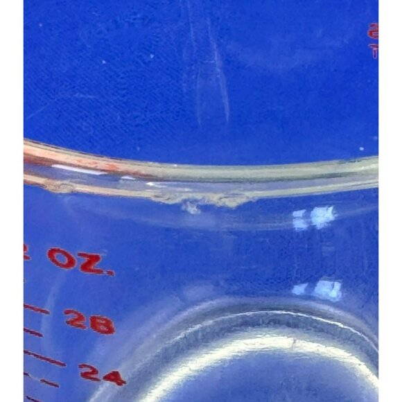 Pyrex 4-Cup D handle 532 glass measuring cup 1-quart USA red lettering FLAW - Picture 7 of 12